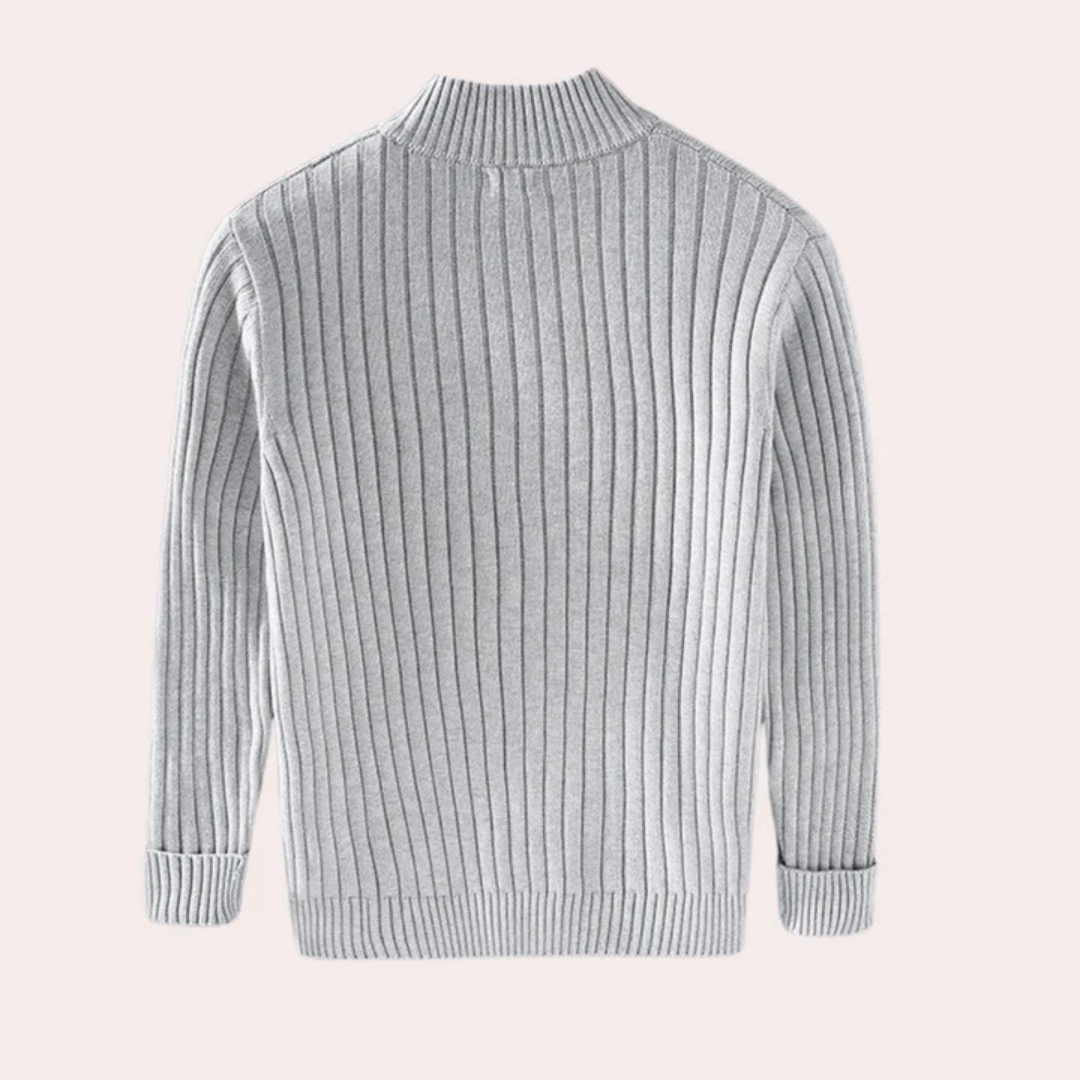 Leon | Heren Gebreid Vest Met Volledige Ritssluiting En Opstaande Kraag