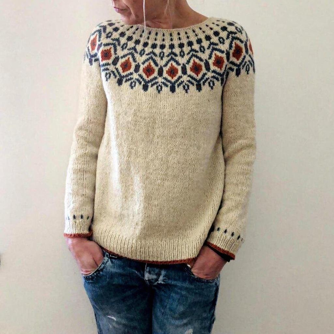 Claudine | Dames Winter Trui | Vintage Gebreide Pullover Met Lange Mouw En Ronde Hals