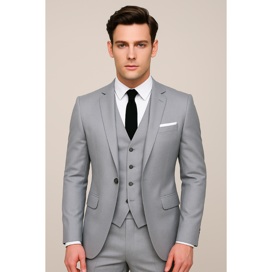 Teun | Heren 3-Delig Pak | Blazer, Broek en Gilet | Slim Fit Voor Bruiloft Met Piekkraag