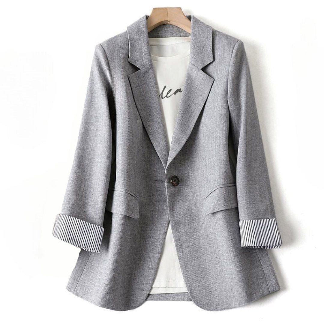 Milaine | Dames Blazer | Zakelijke Kantoorjas Met Geruite Lange Mouwen