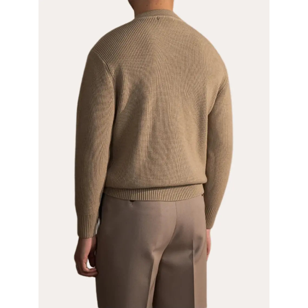 Levi | Heren Winter Gebreide Trui | Geribd Met Ronde Hals En Lange Mouwen - Basis Casual