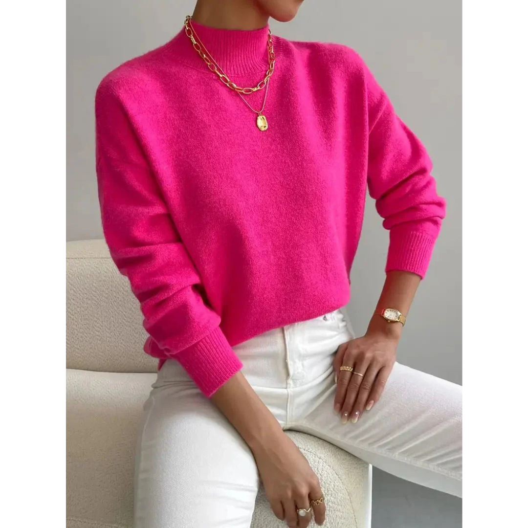 Jolanda | Dames Winter Gebreide Col-Trui Met Geribd Patroon