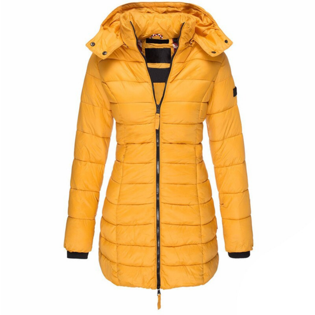 Veronique | Dames Lange Gewatteerde Jas | Slim Fit Puffer Jas Met Lange Mouwen