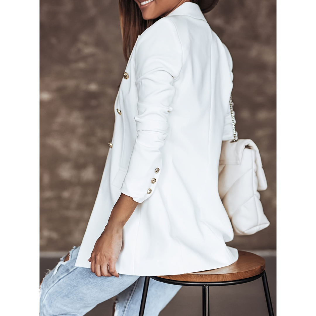 Kitty | Dames Chique Blazer | Dubbelgeknoopt Jasje Met Klepzakken