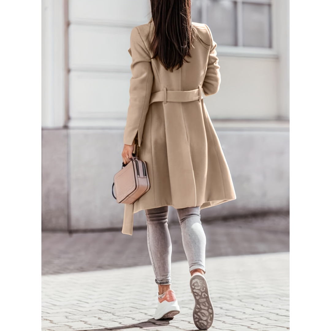 Nicolien | Dames Lange Trenchcoat | Oversized Winter Jas Met Ceintuur