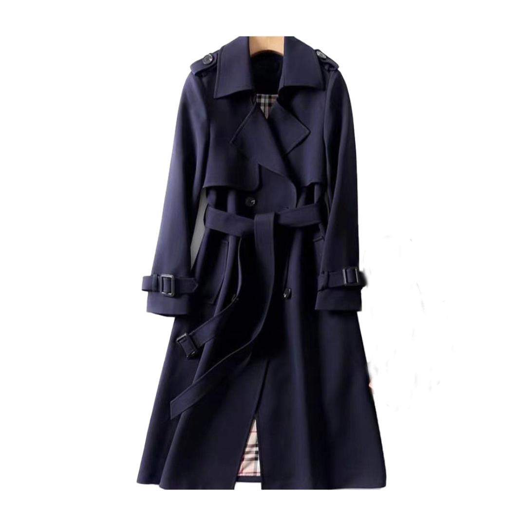 Irene | Dames Lange Jas | Dubbel Geknoopte Trenchcoat Met Riem