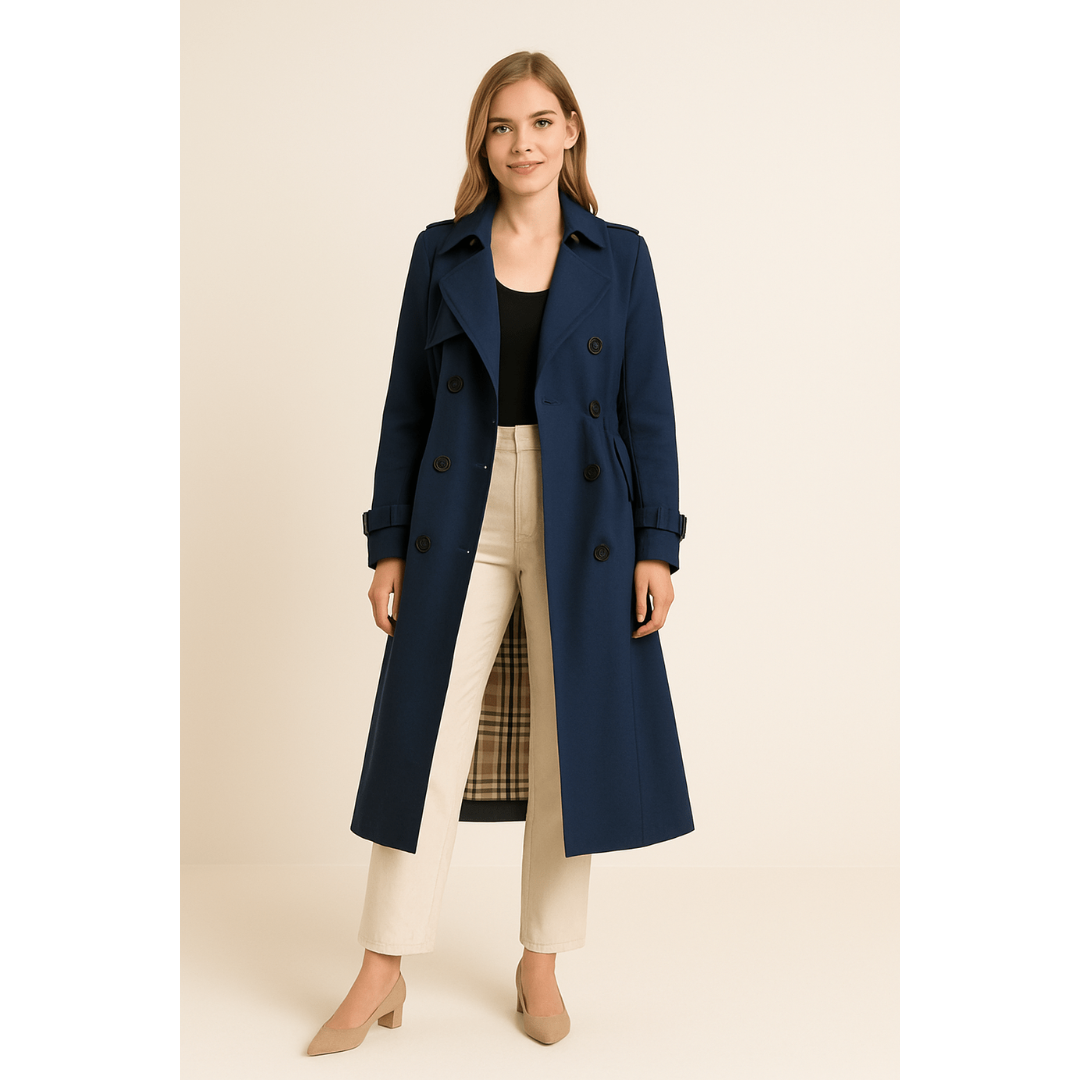 Audrey | Dames Lange Trenchcoat | Winddichte Winter Jas Met Riem En Knoopsluiting