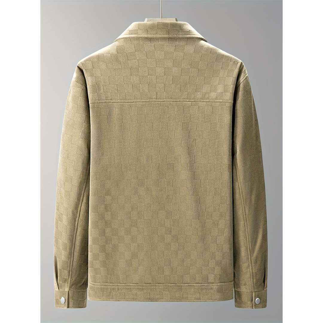 Matthew | Heren Suède Jas | Streetwear Geruite Jacket met Reverskraag en Knopen