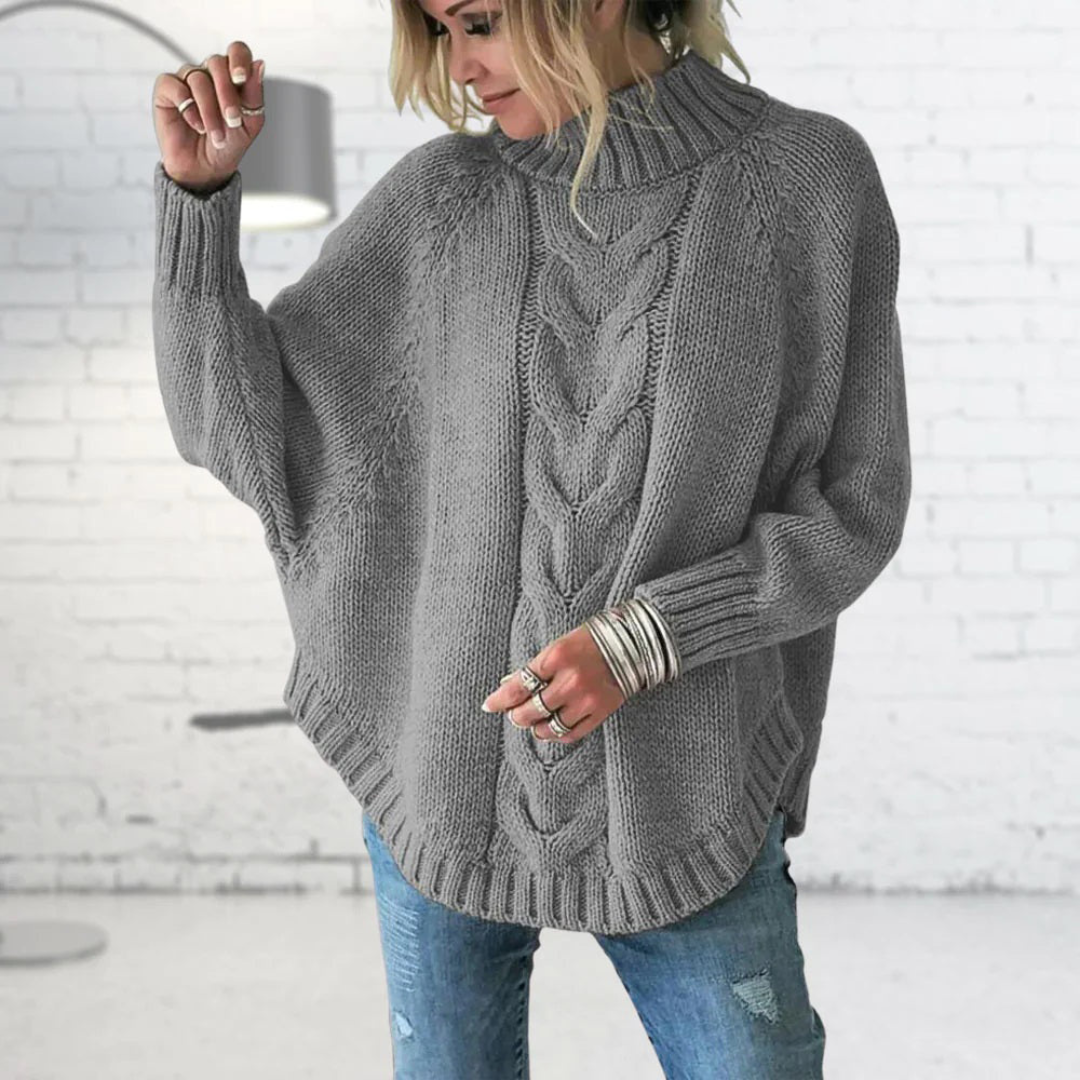 Aimée | Dames Coltrui | Oversized Grof Gebreide Pullover Met Vlindermouwen