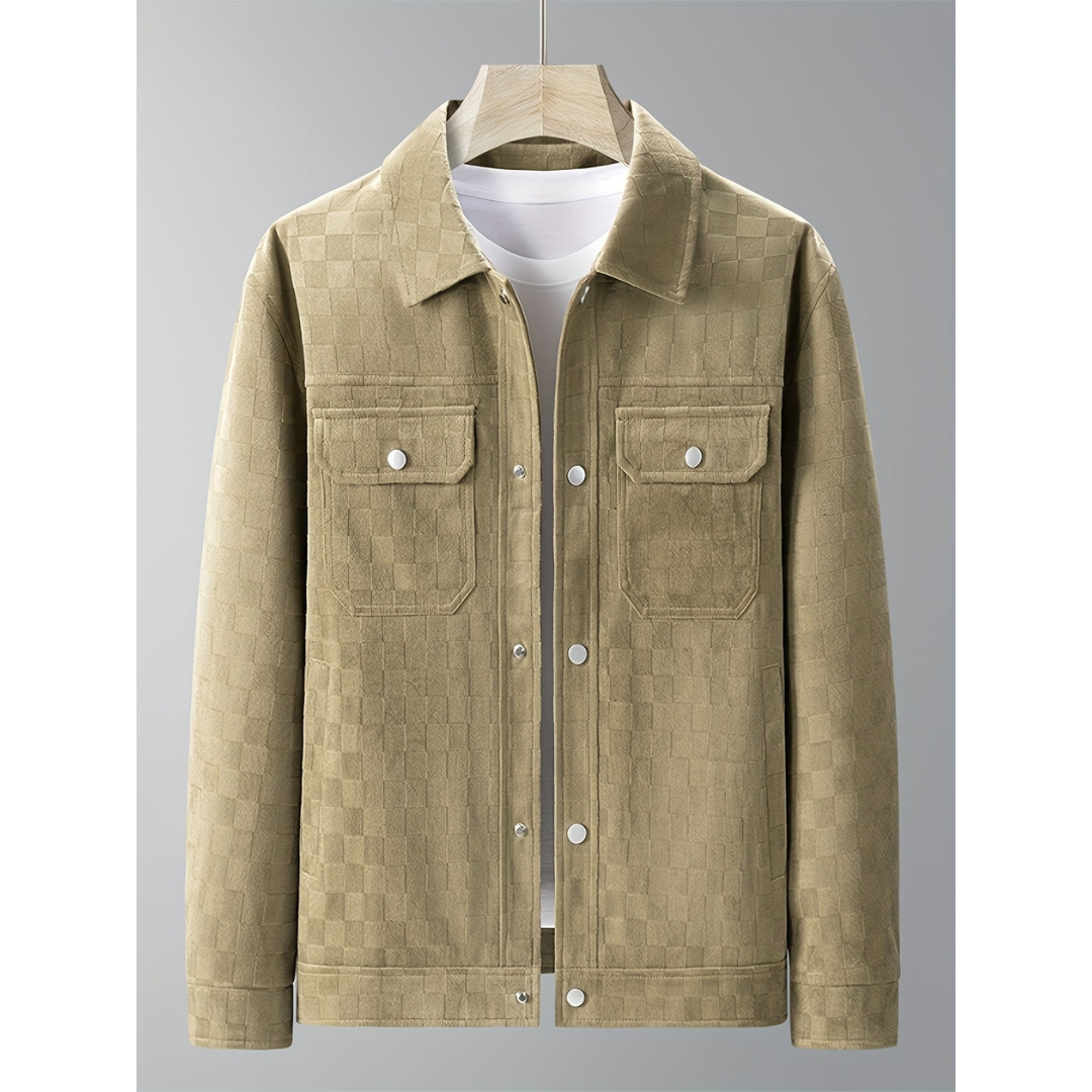 Matthew | Heren Suède Jas | Streetwear Geruite Jacket met Reverskraag en Knopen