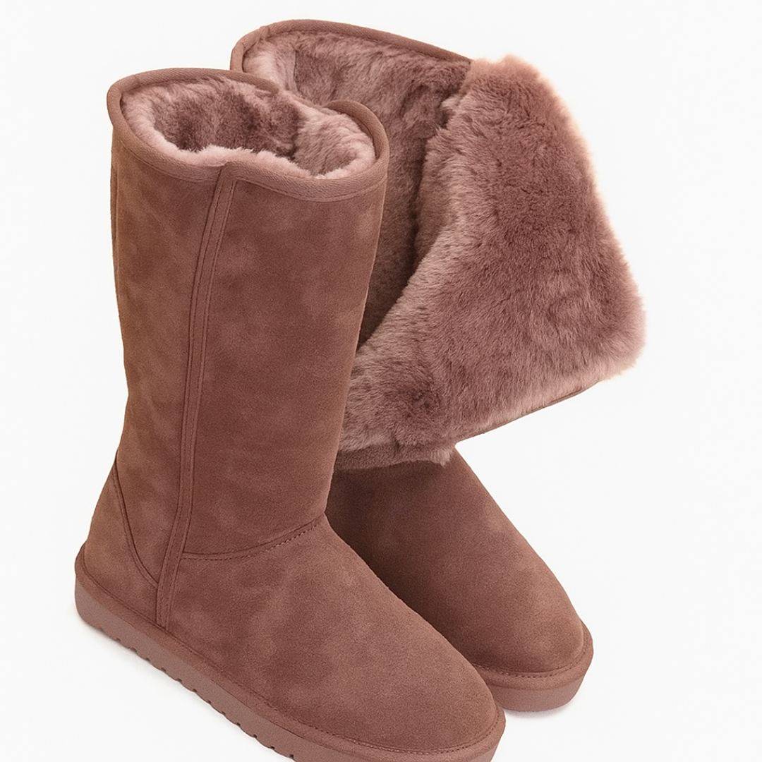 Elsbeth | Dames Suède Winter Laarzen | Warme Pluche Gevoerd met Zijrits