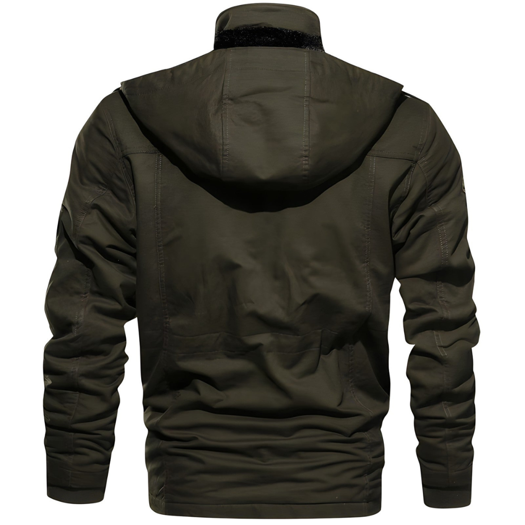 Sergio | Heren Cargo Winter Jas | Warme Militaire Jas met Fleece Voering en Capuchon