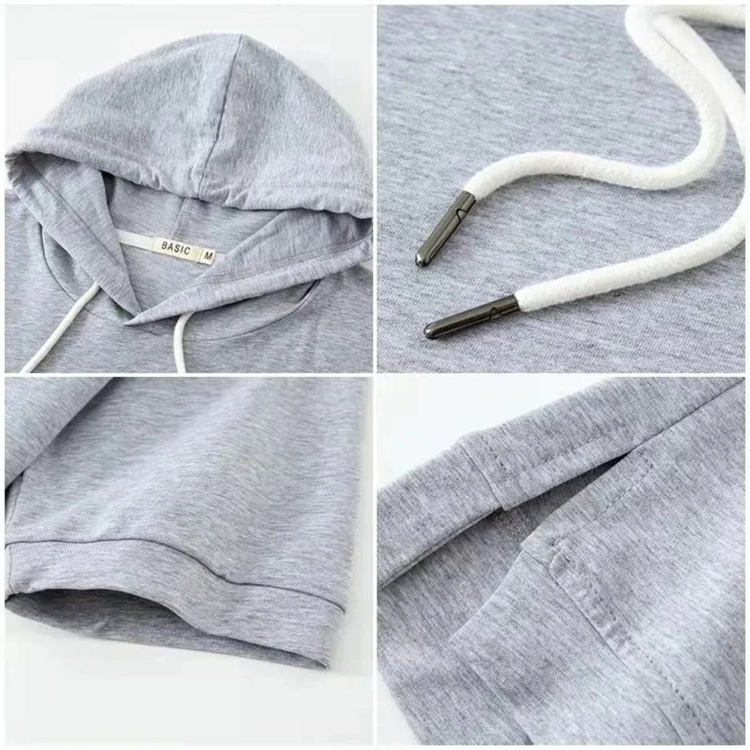 Anastasia | Dames Hoodie | Korte Mouwen Trui Met Trekkoord En Gespleten Zoom