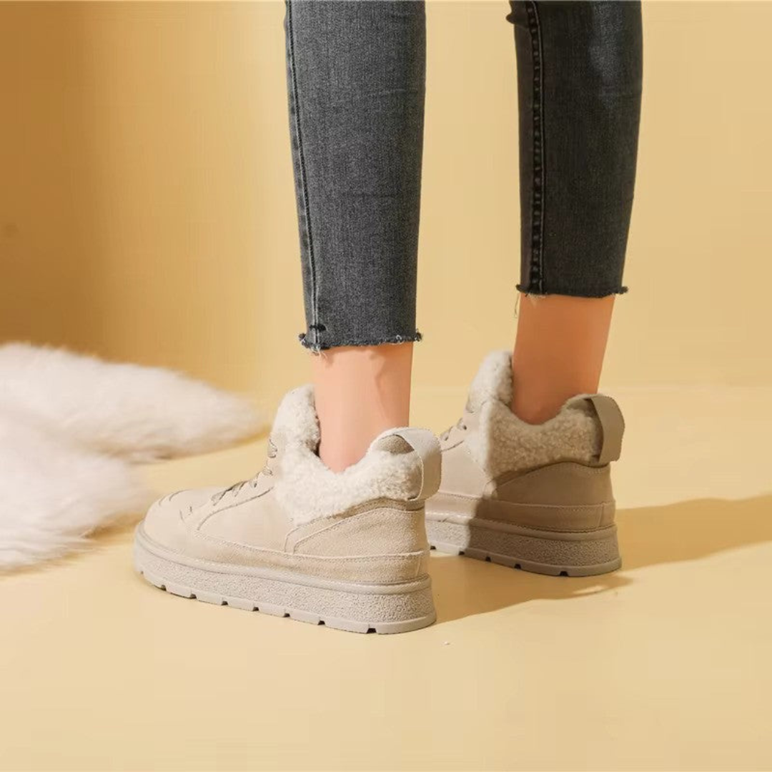 Marleen | Dames Leren Winter Schoenen Met Gevoerde Warme Teddy Binnenkant