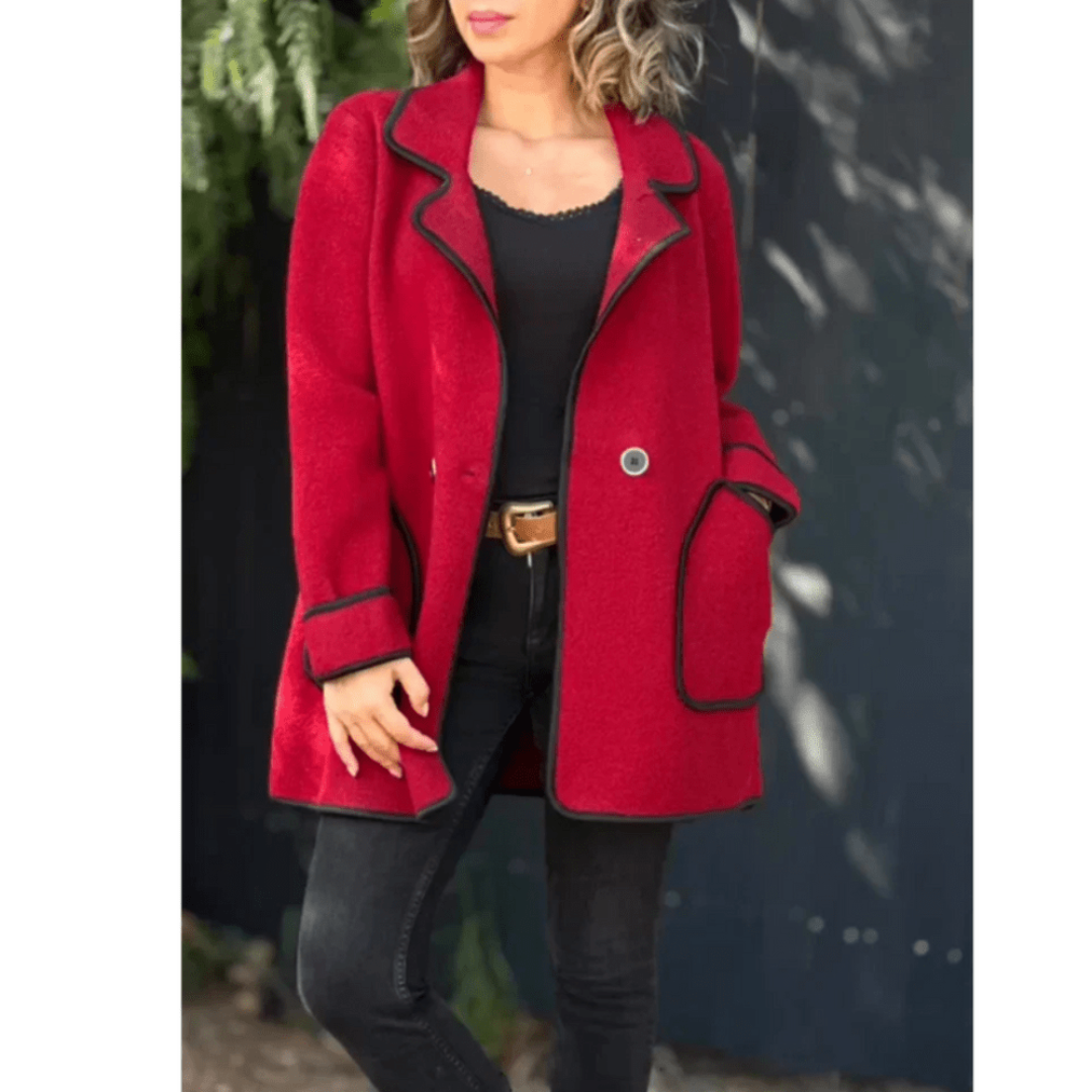 Carola | Dames Winter Jas | Dubbelgeknoopte Blazer Met Reverskraag