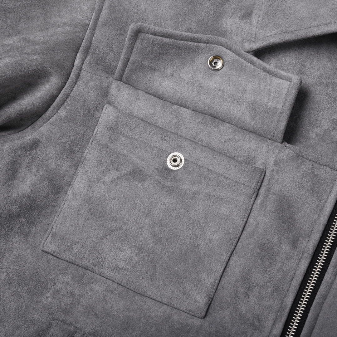 Samuël | Heren Suede Jas – Grijs | Vintage Leren Jas Voor Mannen