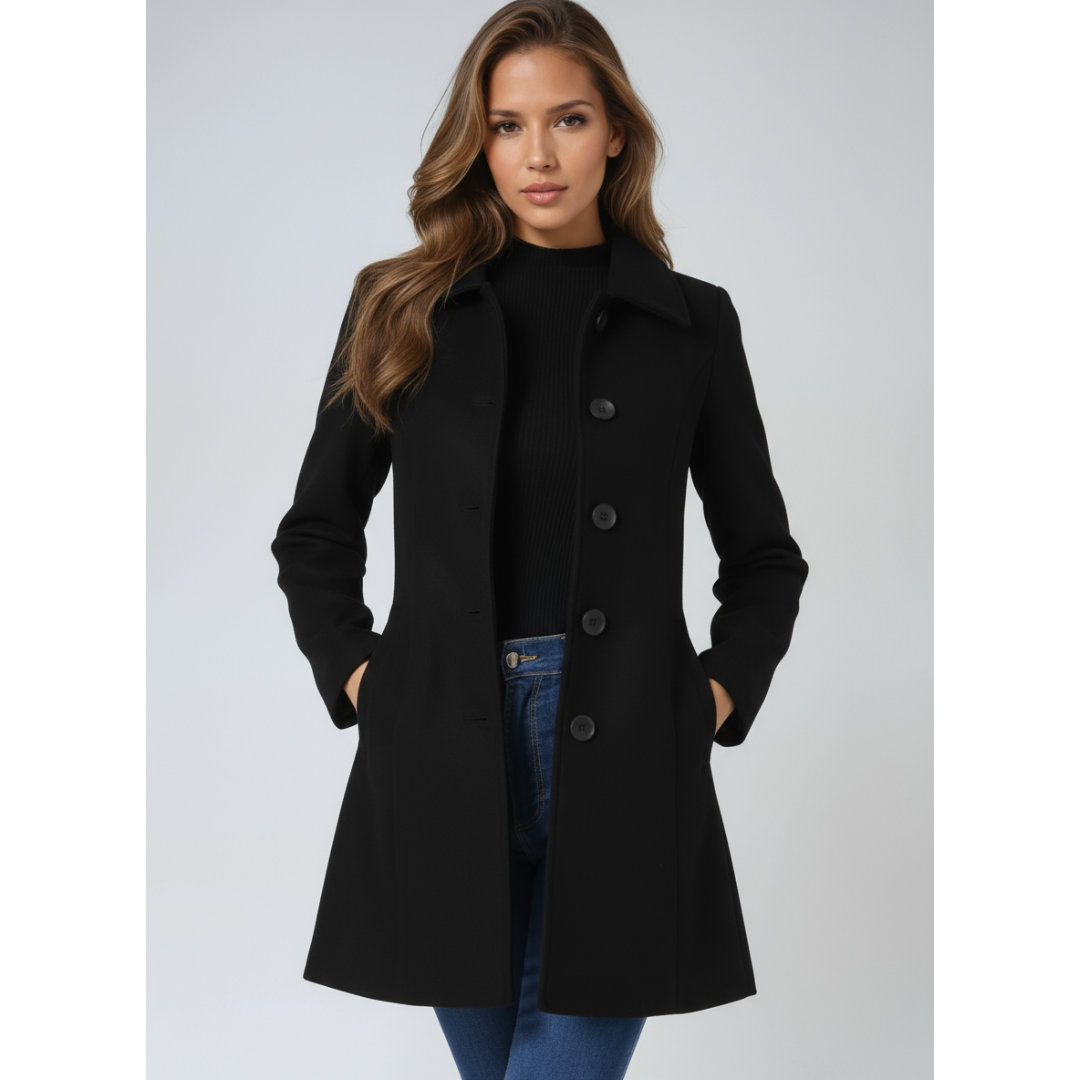 Demi | Dames Lange Jas | Tijdloze Winter Trenchcoat met Knopen