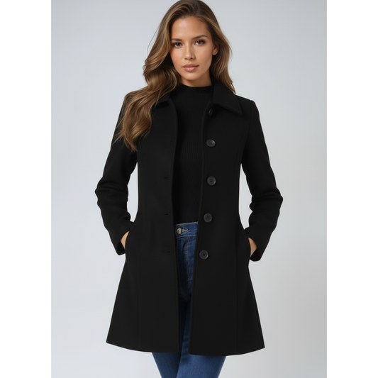 Demi | Dames Lange Jas | Tijdloze Winter Trenchcoat met Knopen