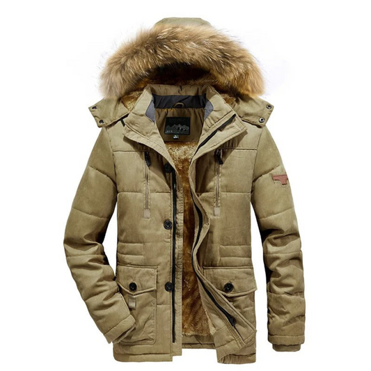 Theo | Heren Winter Parka Jas | Bontkraag met Afneembare Capuchon en Gewatteerd