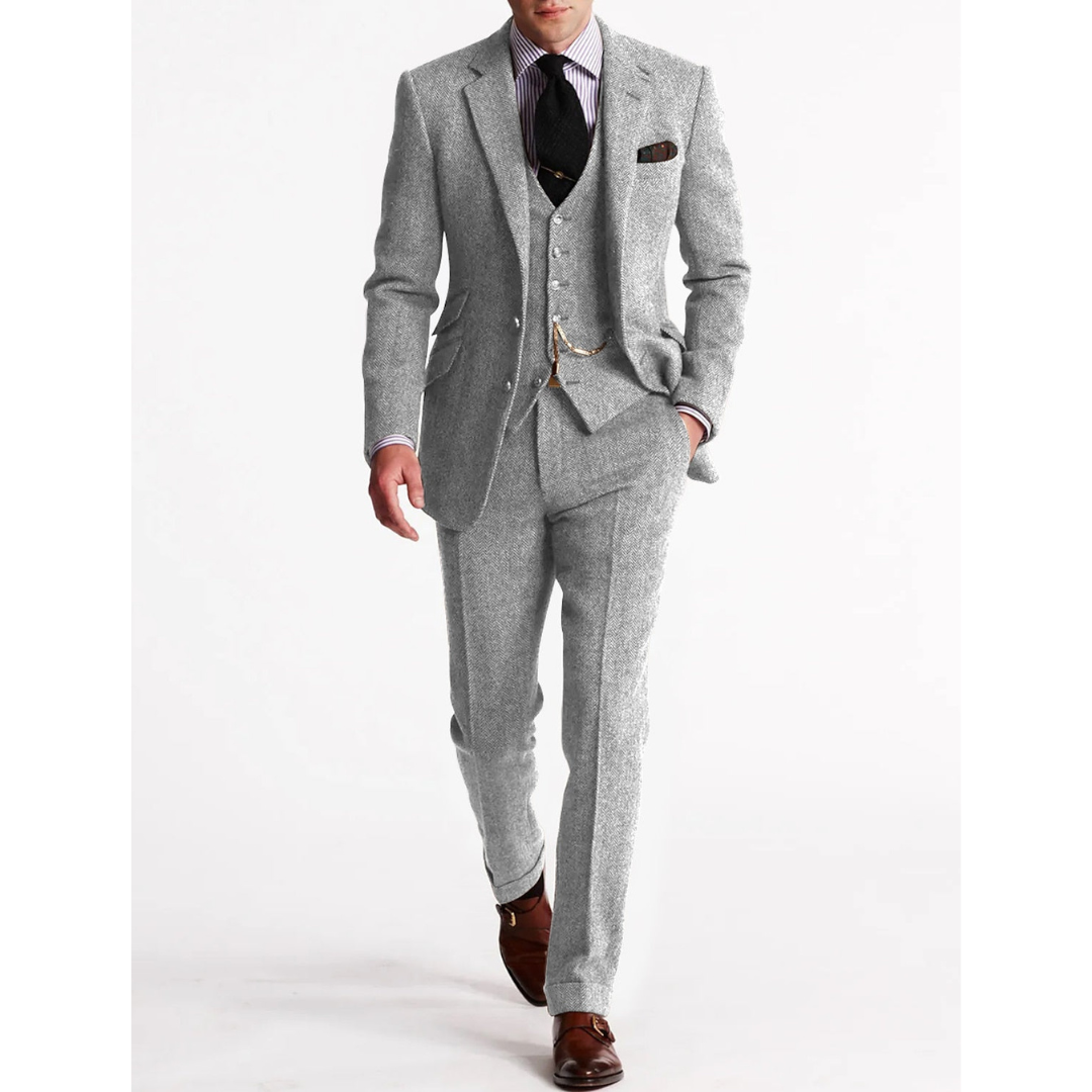 Julian | Heren 3-Delig Pak | Slim Fit Vintage Bruidegom Blazer Pak Met Gillet En Broek