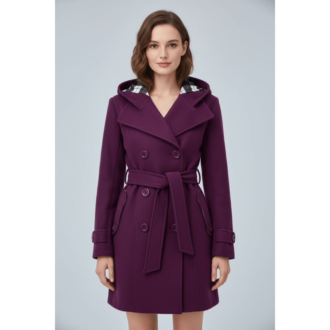 Luisa | Dames Lange Winter Jas | Trenchcoat Met Capuchon En Lange Mouw | Geknoopte Winterjas Met Ceintuurtaille