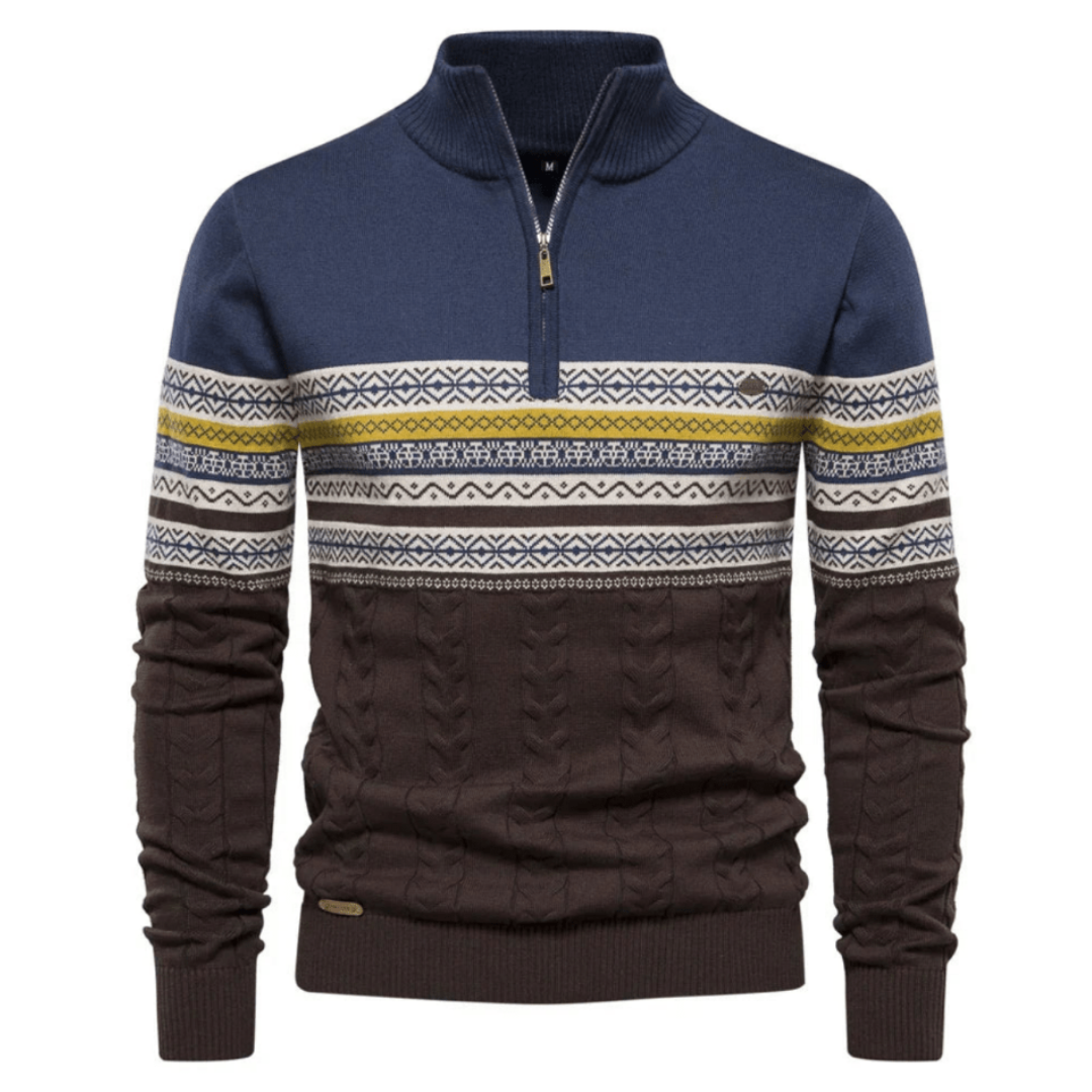 Hessel | Heren Gebreide Half-Rits Coltrui | Lichtgewicht Slim Fit Wintertrui