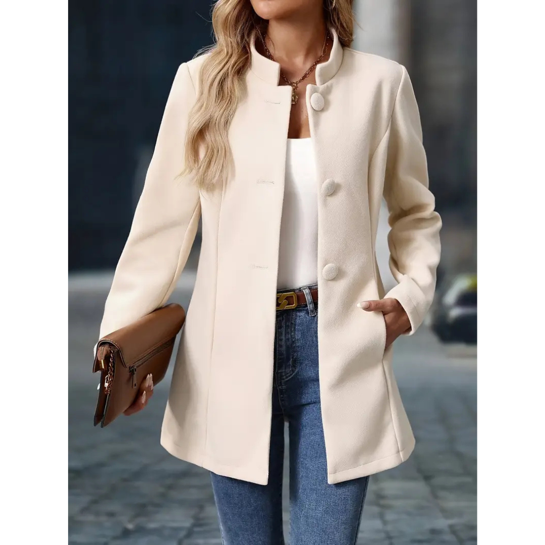 Elsa | Dames Lange Winter Jas | Casual Jas Met Dikke Kraag En Knopen