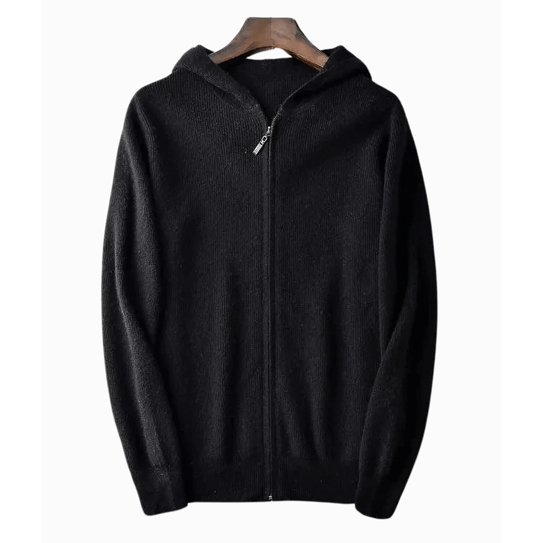 Alex | Gebreid Vest | Heren Vest Met Capuchon En Rits - Dikke Warme Trui