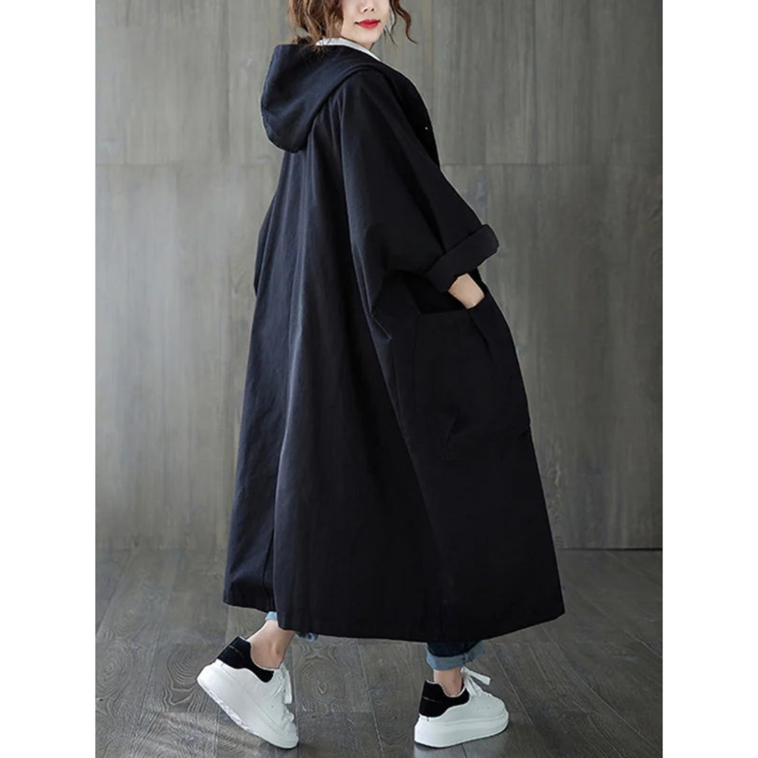 Tanja | Dames Lange Mantel | Trenchcoat Met Capuchon En Grote Zakken