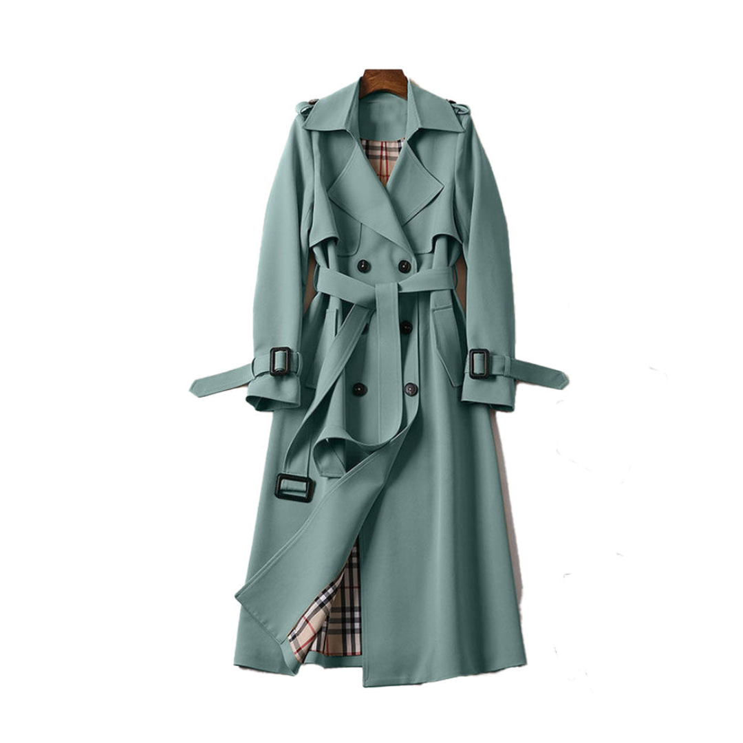 Irene | Dames Lange Jas | Dubbel Geknoopte Trenchcoat Met Riem