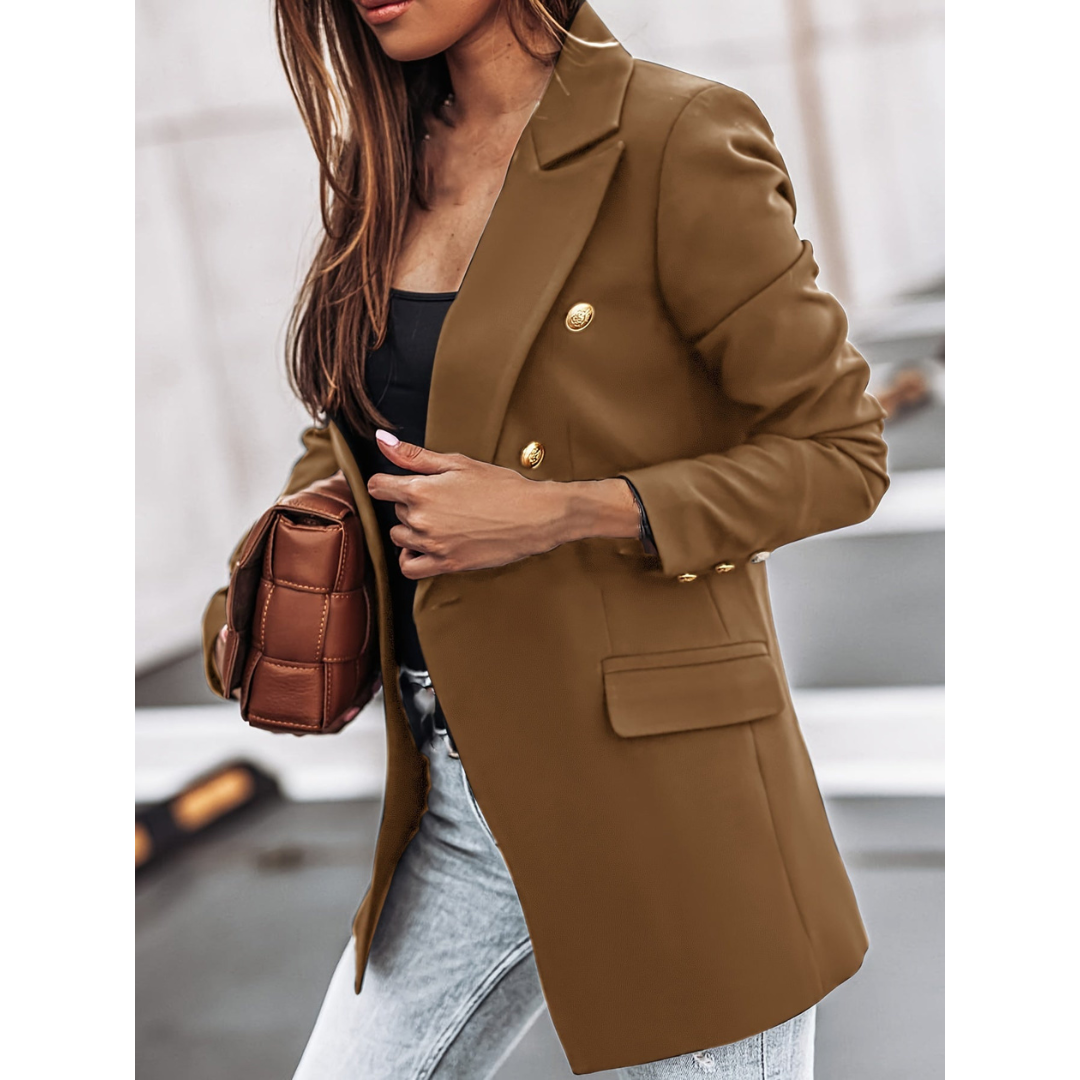 Kitty | Dames Chique Blazer | Dubbelgeknoopt Jasje Met Klepzakken