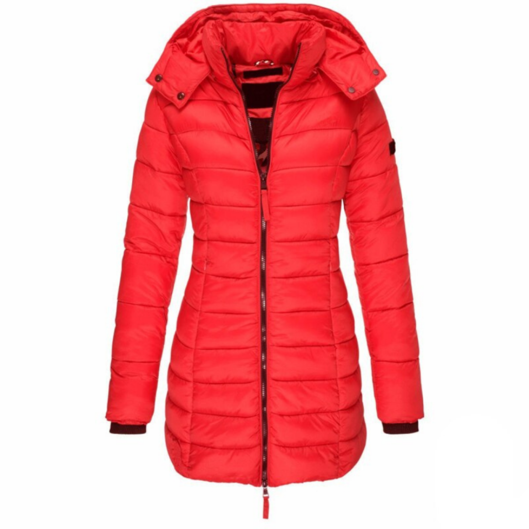 Veronique | Dames Lange Gewatteerde Jas | Slim Fit Puffer Jas Met Lange Mouwen