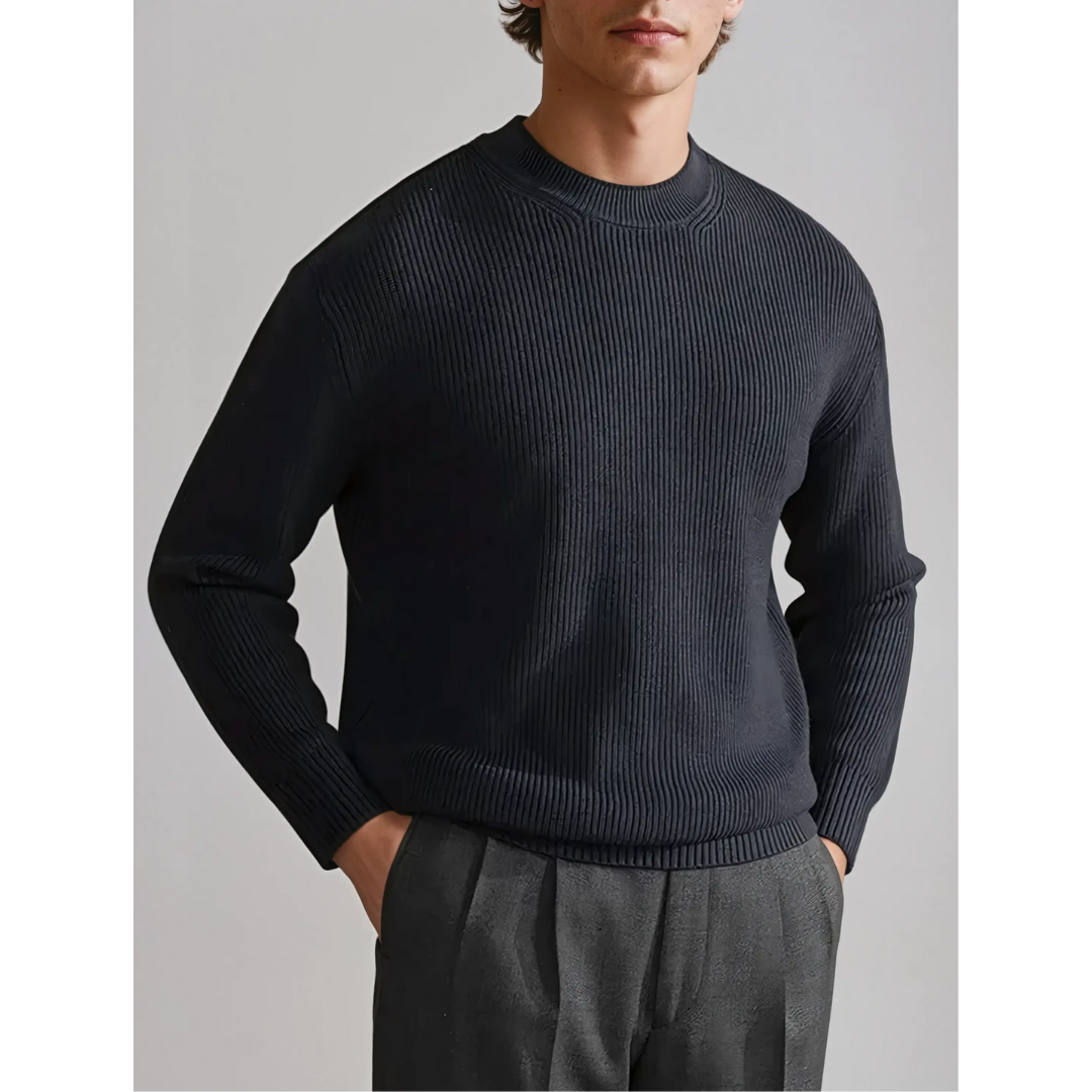 Levi | Heren Winter Gebreide Trui | Geribd Met Ronde Hals En Lange Mouwen - Basis Casual