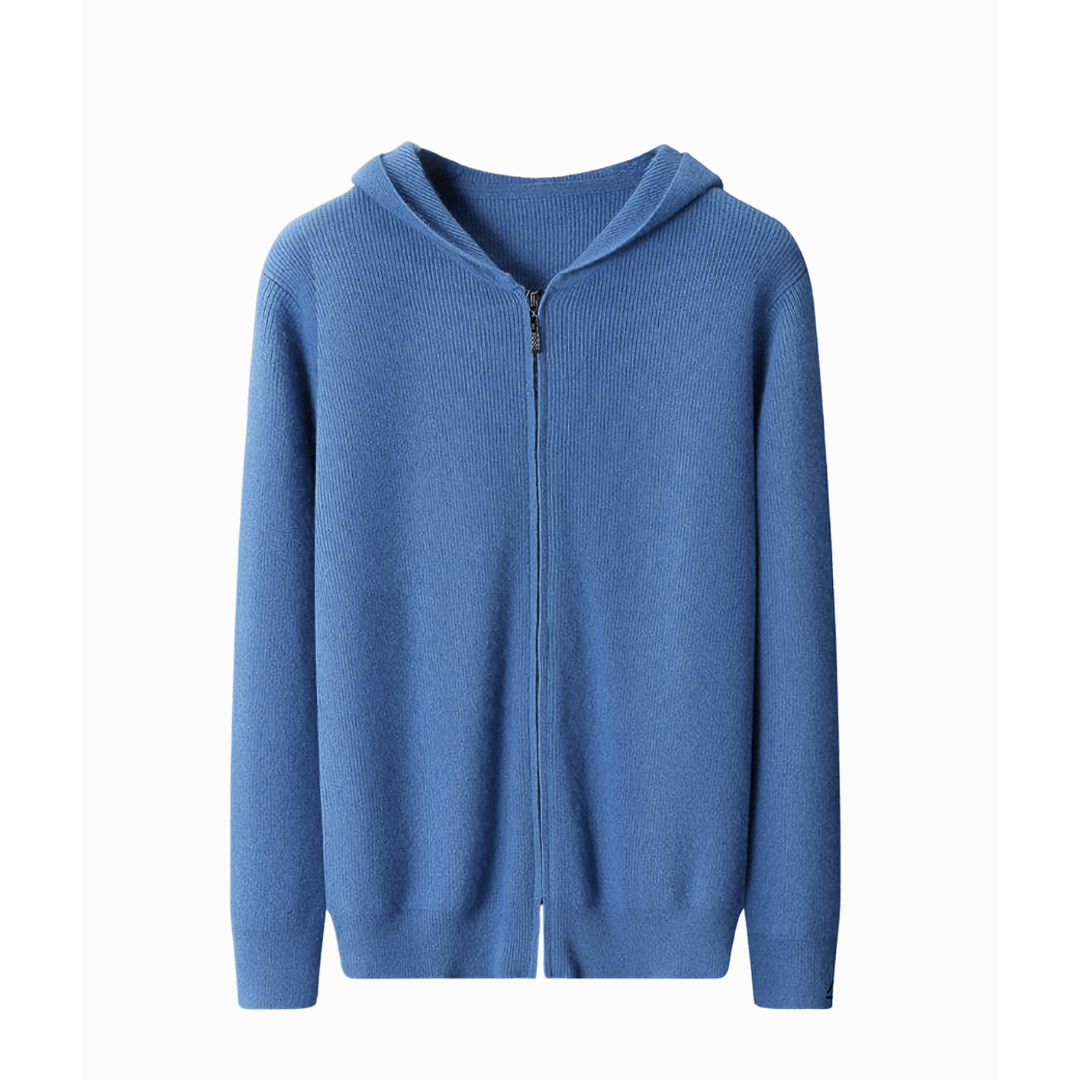 Alex | Gebreid Vest | Heren Vest Met Capuchon En Rits - Dikke Warme Trui