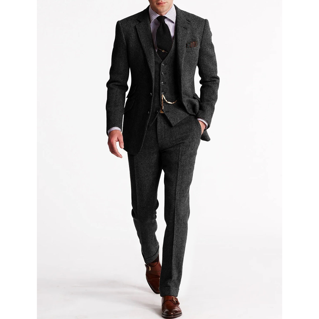 Julian | Heren 3-Delig Pak | Slim Fit Vintage Bruidegom Blazer Pak Met Gillet En Broek