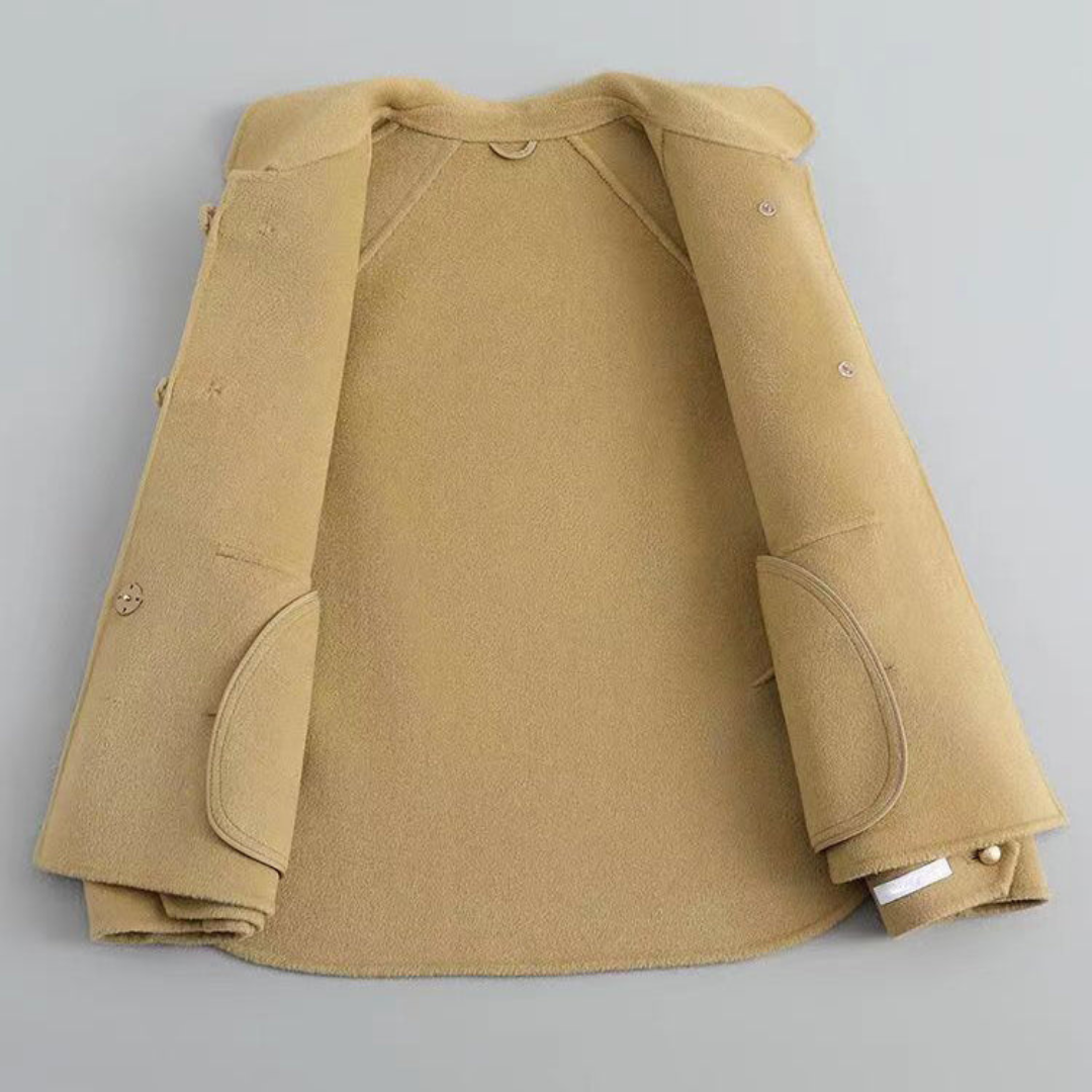 Josephine | Dames Wollen Jas | Losse Dubbelzijdige Jas Met Reverskraag