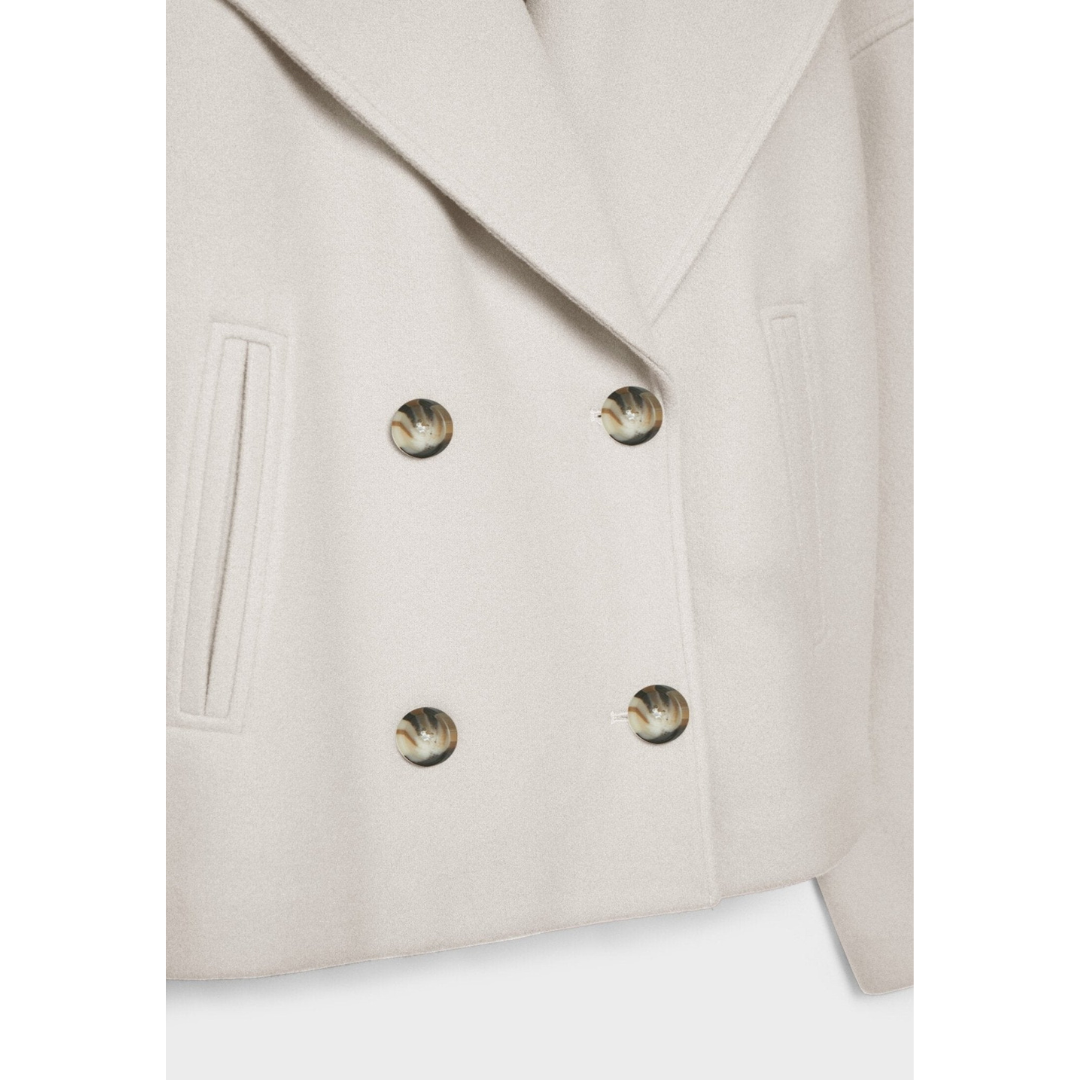 Agnes | Dames Jas | Korte Dubbelrijige Jas Met Lange Mouwen En Zakken Voor Herfst En Kantoor