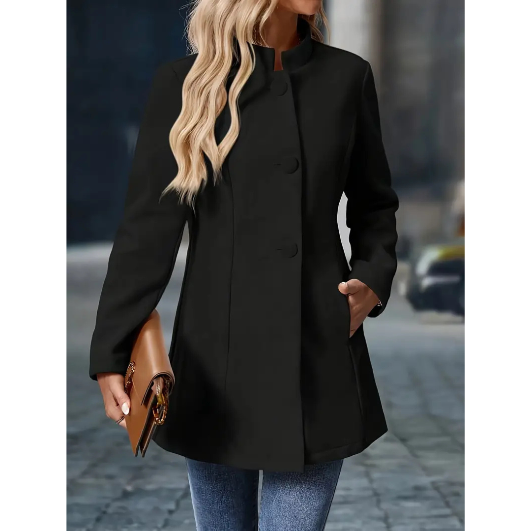 Elsa | Dames Lange Winter Jas | Casual Jas Met Dikke Kraag En Knopen