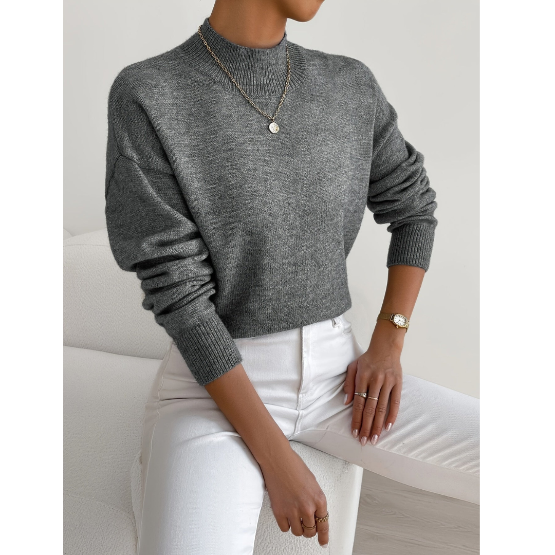 Jolanda | Dames Winter Gebreide Col-Trui Met Geribd Patroon