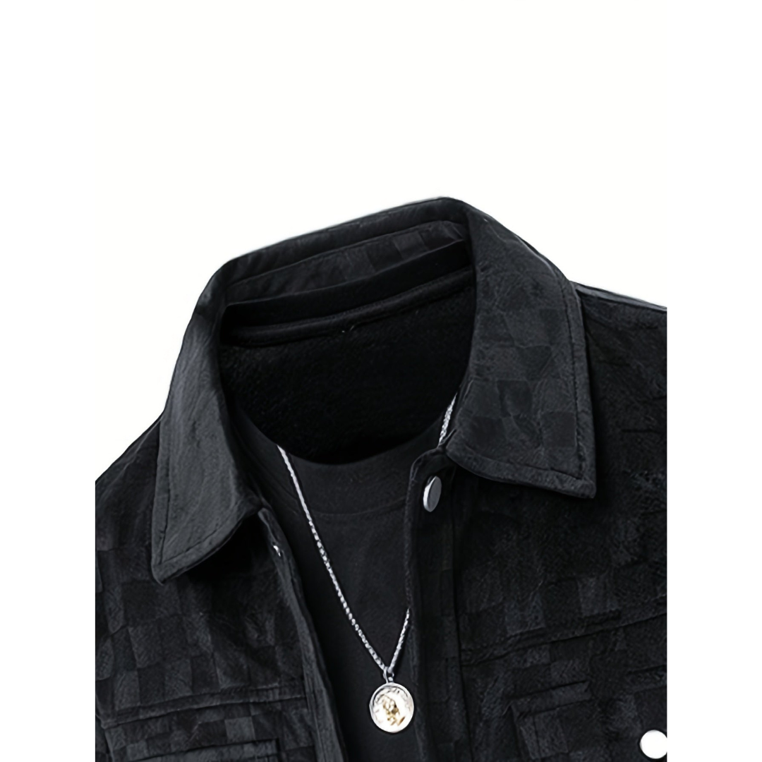 Matthew | Heren Suède Jas | Streetwear Geruite Jacket met Reverskraag en Knopen