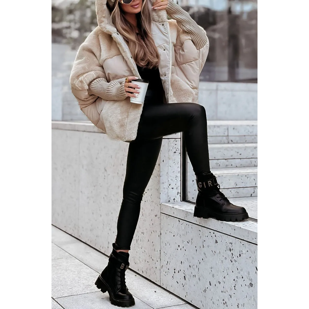 Nathalie | Dames Gewatteerde Winter Jas | Warme Pufferjack Met Capuchon