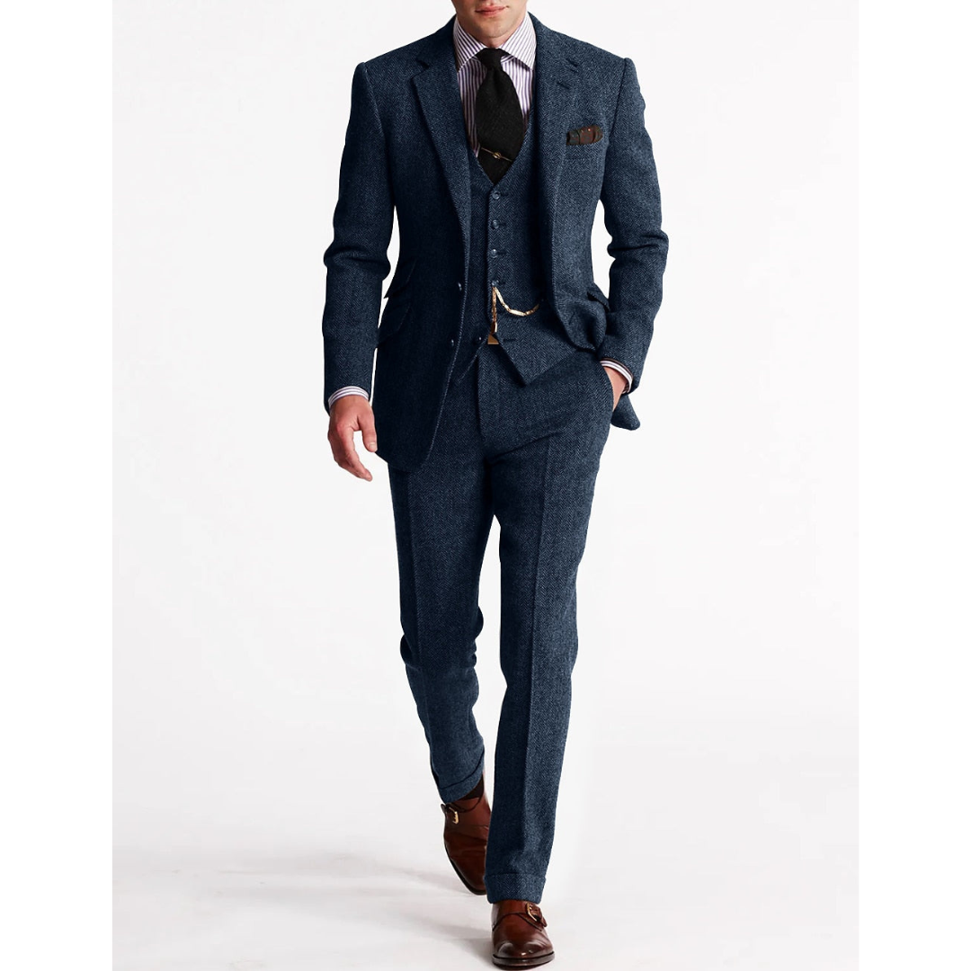 Julian | Heren 3-Delig Pak | Slim Fit Vintage Bruidegom Blazer Pak Met Gillet En Broek