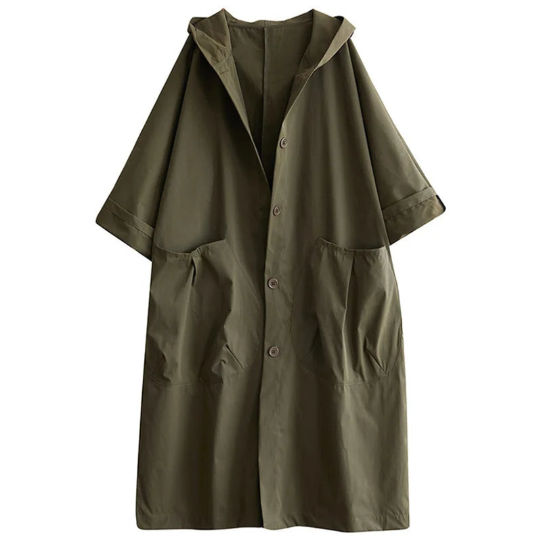 Tanja | Dames Lange Mantel | Trenchcoat Met Capuchon En Grote Zakken