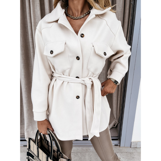 Mariska | Dames Trendy Jas Voor Herfst | Oversized met Reverskraag en Borstzakken