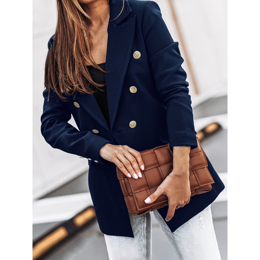 Kitty | Dames Chique Blazer | Dubbelgeknoopt Jasje Met Klepzakken