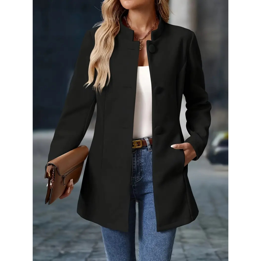 Elsa | Dames Lange Winter Jas | Casual Jas Met Dikke Kraag En Knopen