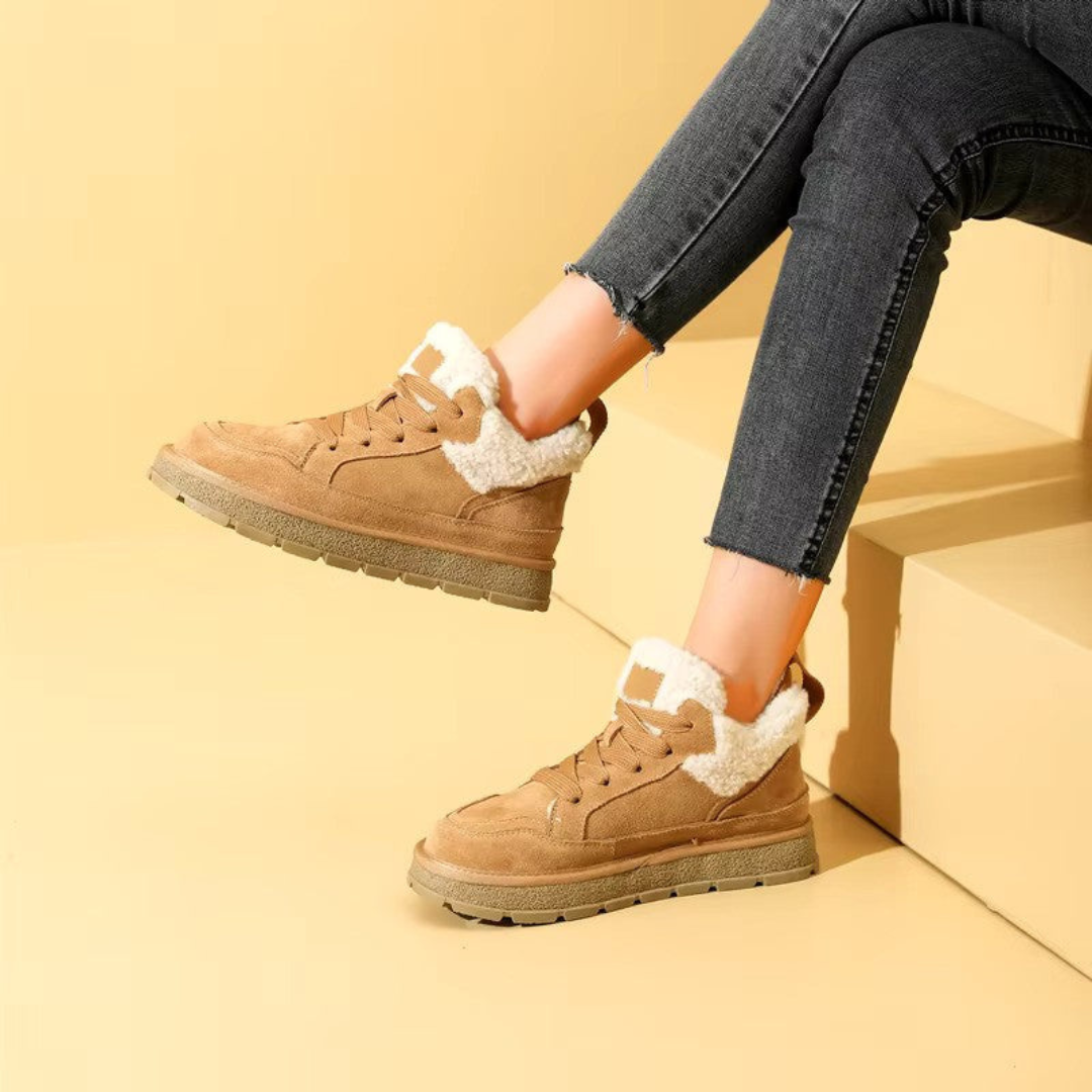 Marleen | Dames Leren Winter Schoenen Met Gevoerde Warme Teddy Binnenkant