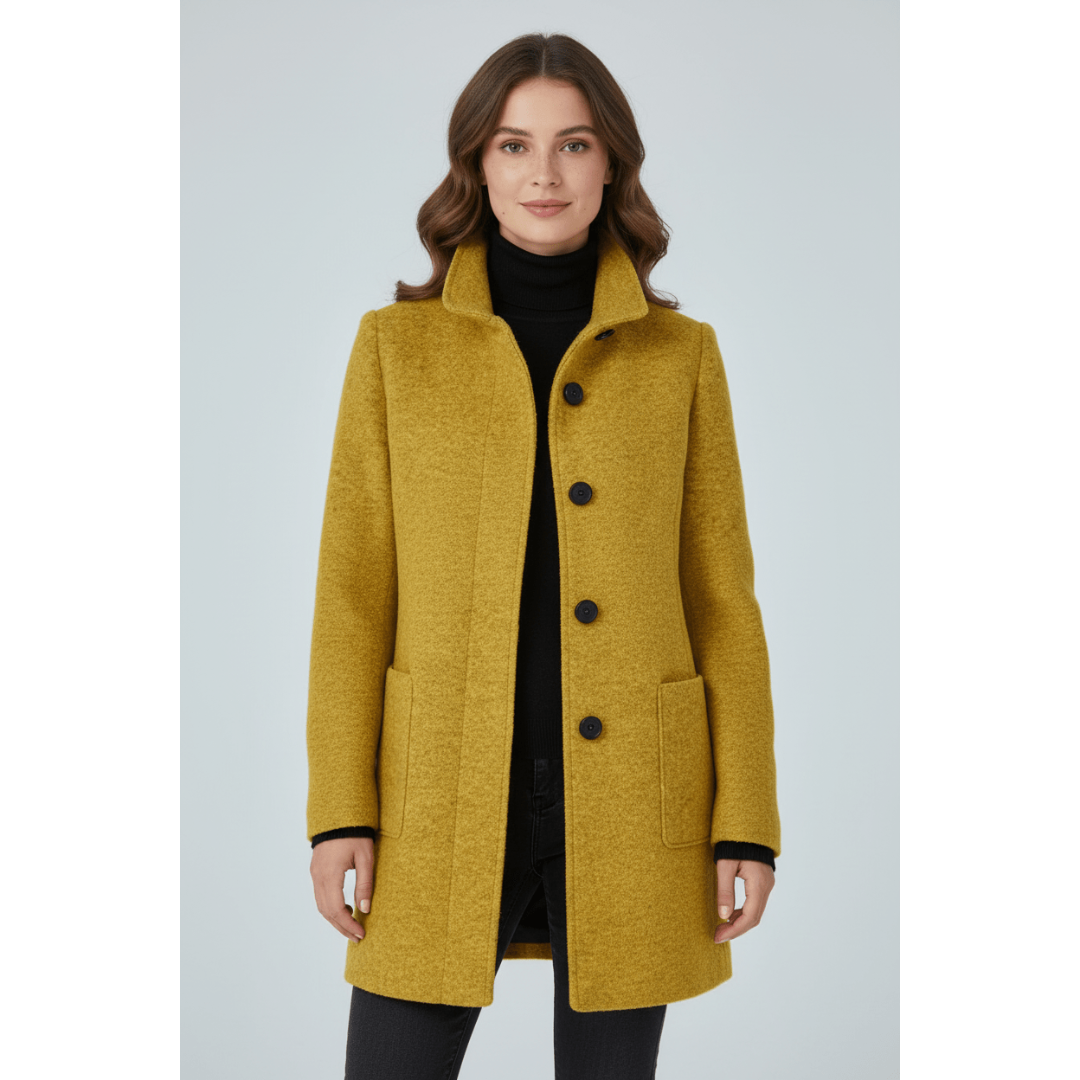 Lynn | Dames Lange Jas | Enkelrijige Warme Winter Jas Met Staande Kraag