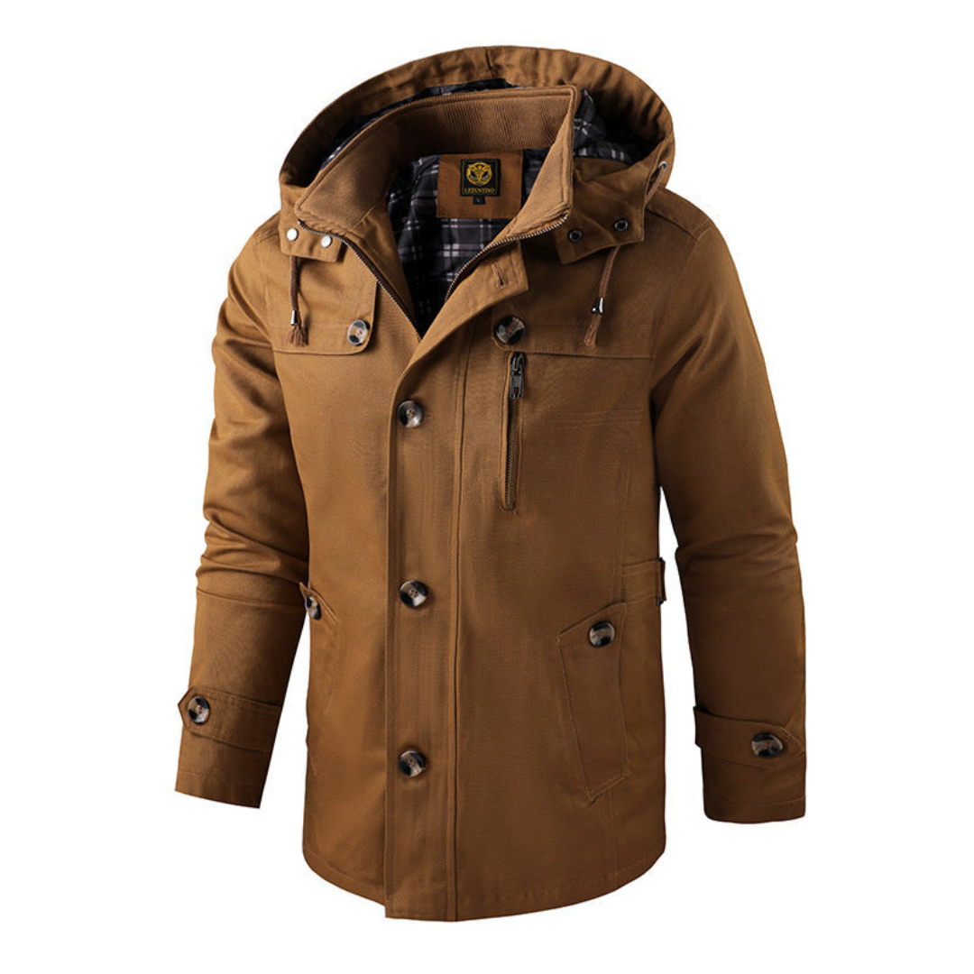 Stefanus | Heren Parka Jas | Warme Winterjas Met Capuchon en Knoopsluiting