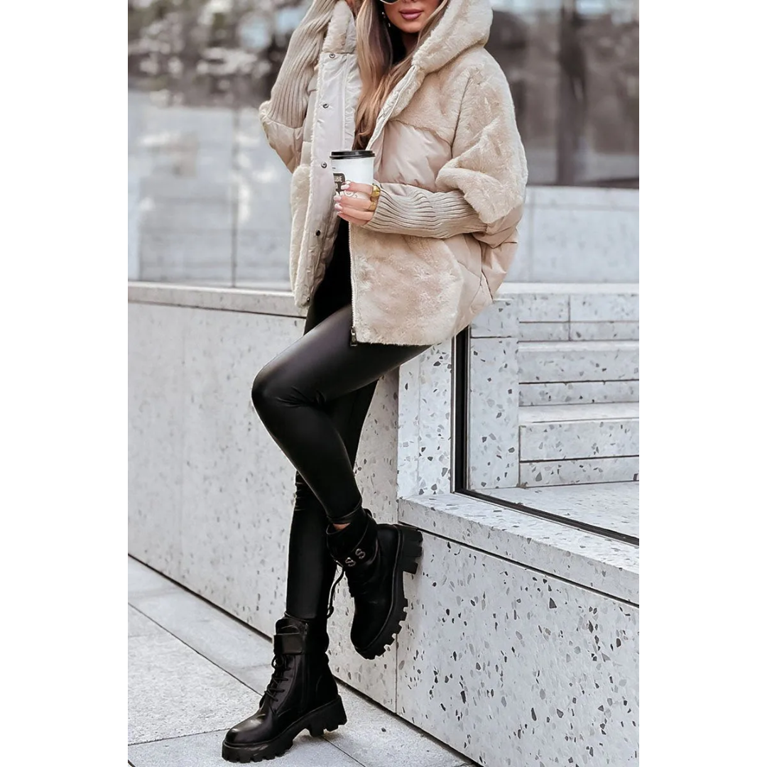 Nathalie | Dames Gewatteerde Winter Jas | Warme Pufferjack Met Capuchon